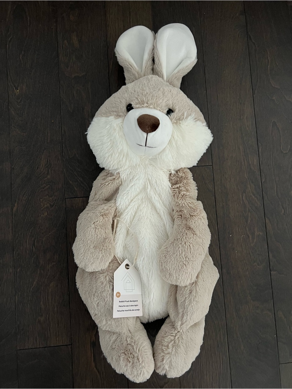 Plush Bunny Stuffed Animal - Soft Beige and White backpack